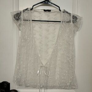 White Floral Sheer Lace Vest
